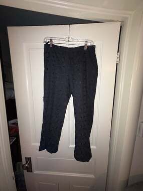 WD·NY Women's Black Eyelet Lace Straight Leg Pants Size 6